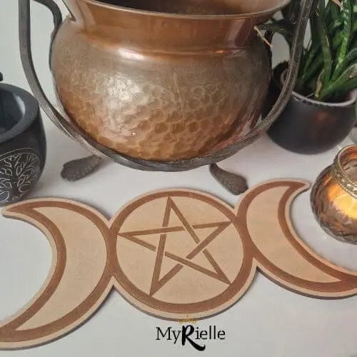 Plaque bois Triple lune 25cm - MyRielle Lithothérapie
