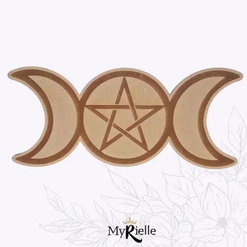 Plaque bois Triple lune 25cm - MyRielle Lithothérapie