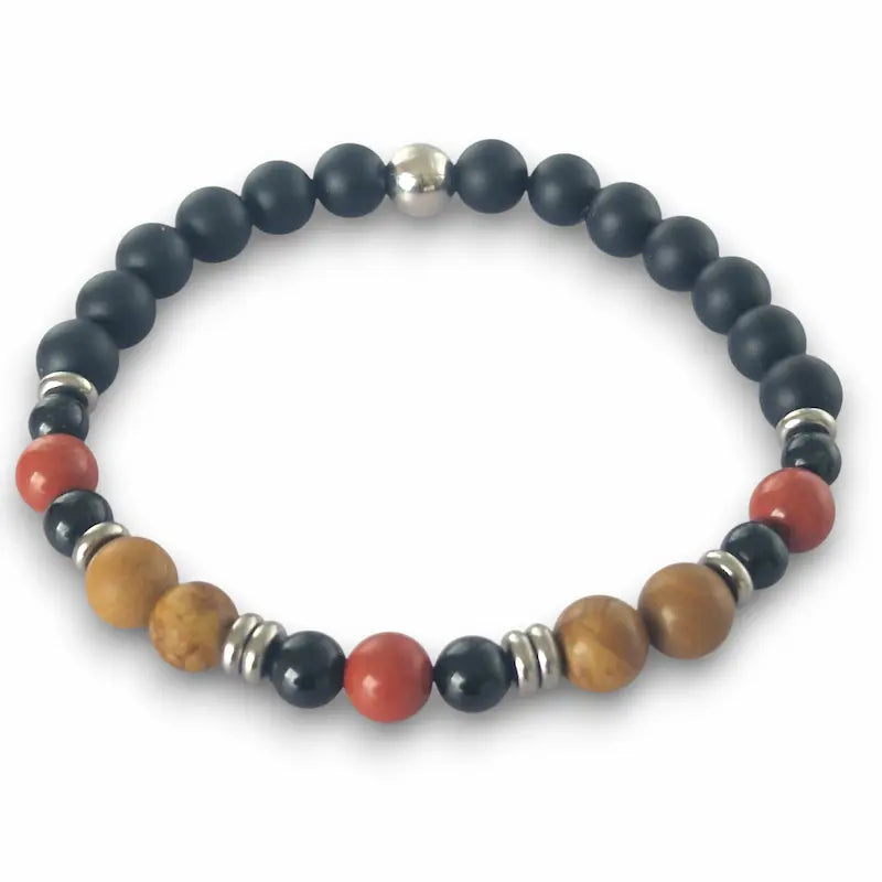 Bracelet Homme Ancrage et Force – Onyx, Tourmaline, Jaspe