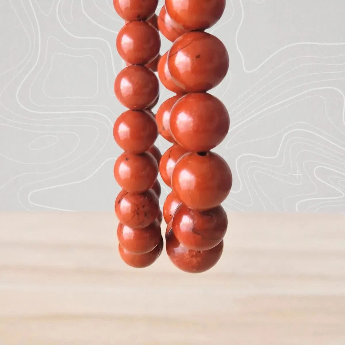 bracelet jaspe rouge 6 et 8 mm vertical