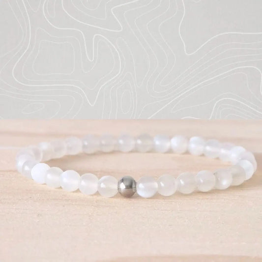 Bracelet pierre de lune blanche 6mm