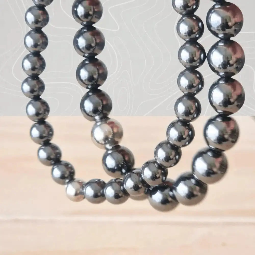 Bracelet hématite perles 6 et 8 mm