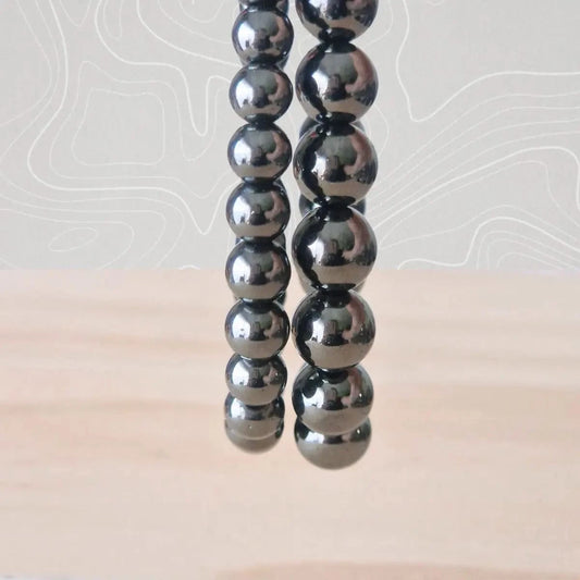 Bracelet hématite perles 6 et 8 mm