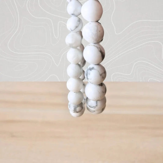 Bracelet howlite pierre naturelle en perles 6 ou 8 mm