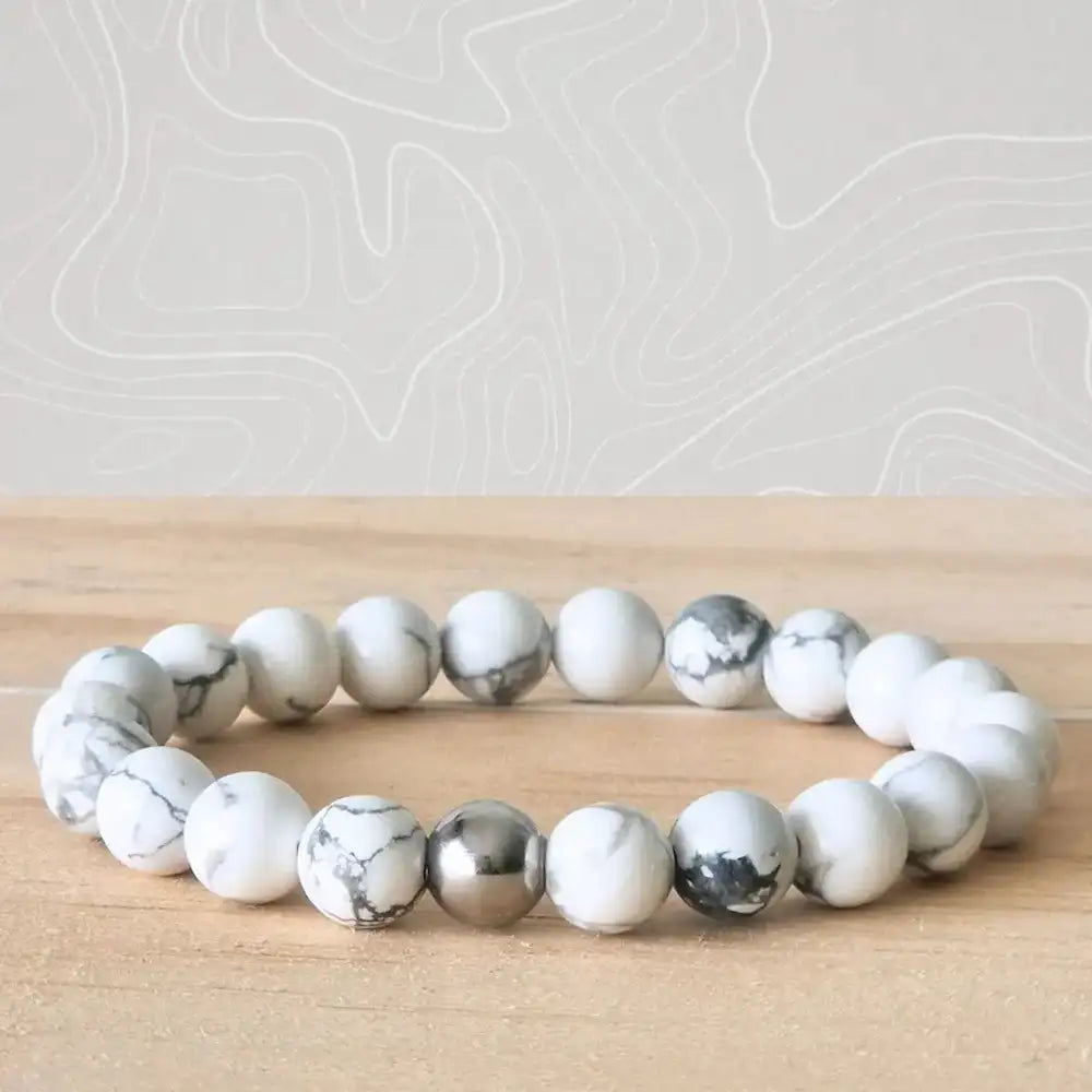 Bracelet howlite pierre naturelle en perles 8 mm