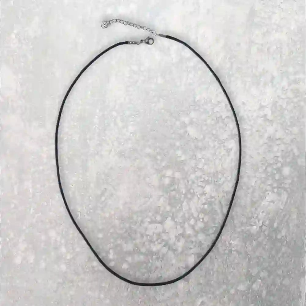 Cordon coton ciré noire taille 45 cm - fermoir acier inoxydable + chainette