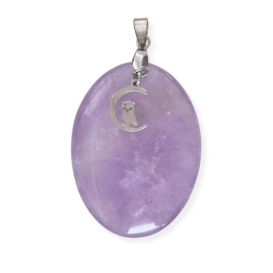 pendentif améthyste charm's hibou ovale