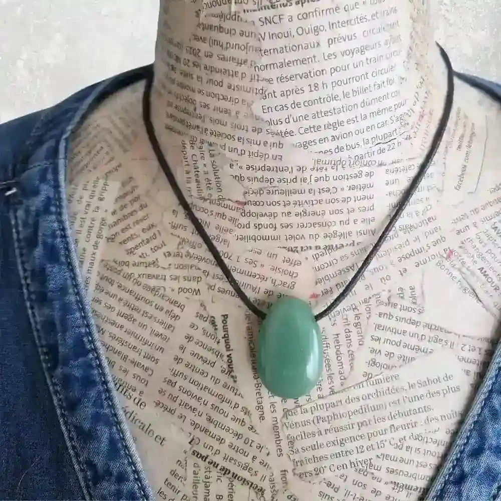 Pendentif Aventurine Verte - pierre percée