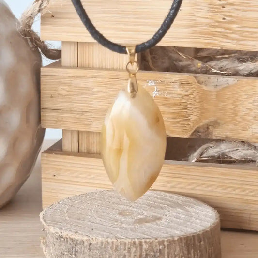 pendentif cabochon agate botswana jaune 1a