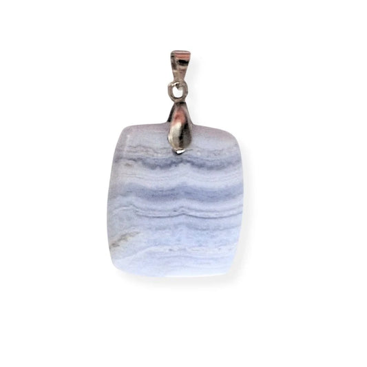 Pendentif calcédoine bleue cabochon
