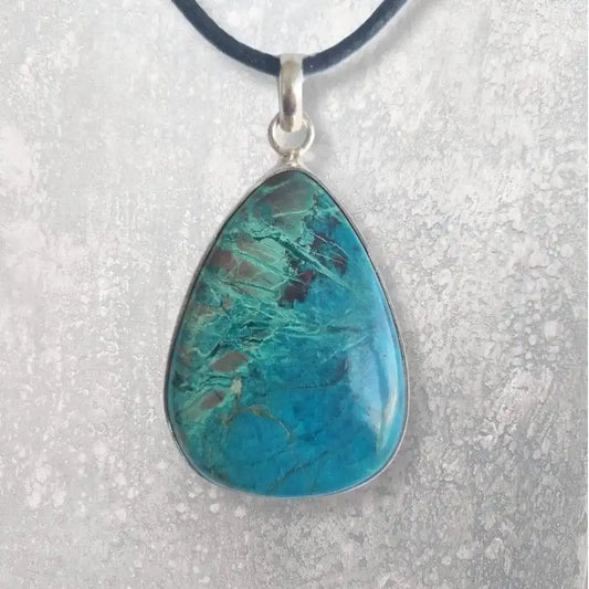 Pendentif chrysocolle cerclage argent 925 zoom