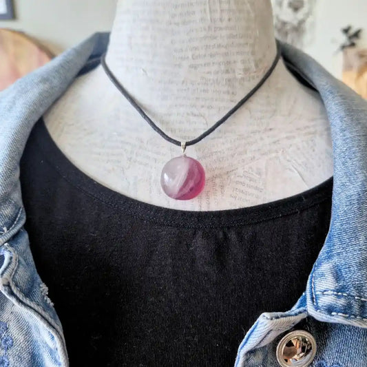 pendentif fluorite violette pierre roulée