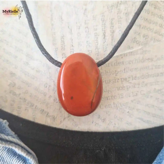 pendentif jaspe rouge pierre percée