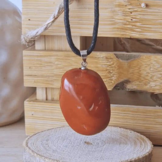 Pendentif Jaspe Rouge - pierre roulée MyRielle - Lithothérapie