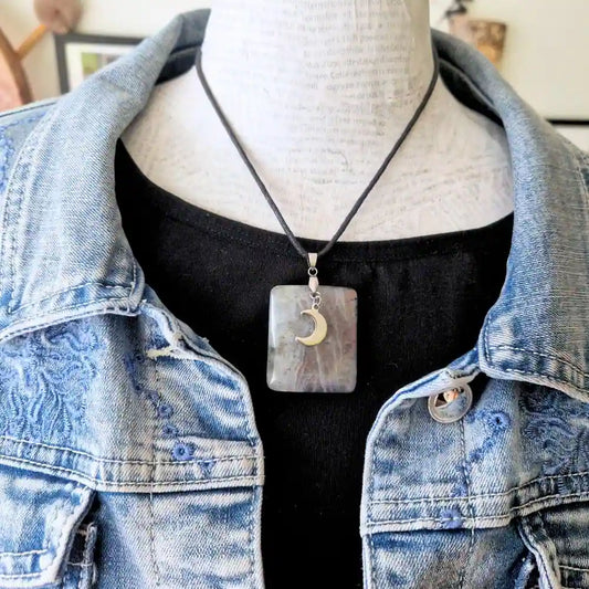 Pendentif Labradorite violette - Charms Lune