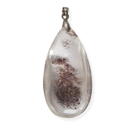 pendentif lodolite inclusion rouge en forme de goutte