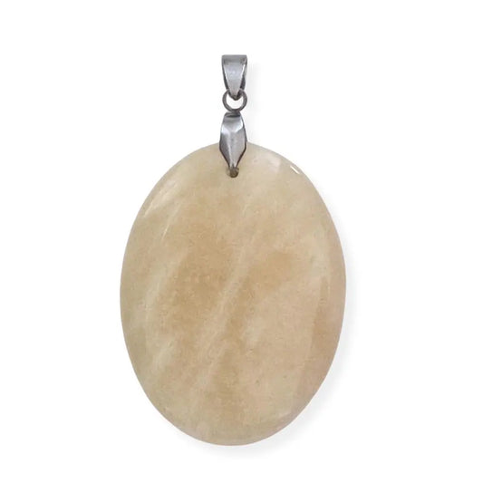 Pendentif Pierre de lune beige ovale