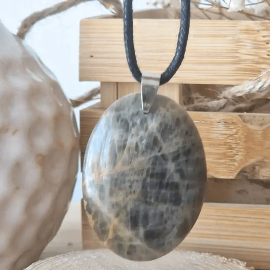 pendentif pierre lune noire xxl