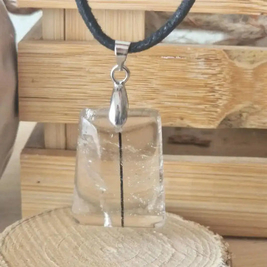 pendentif quartz tourmaline 1 en forme de trapèze