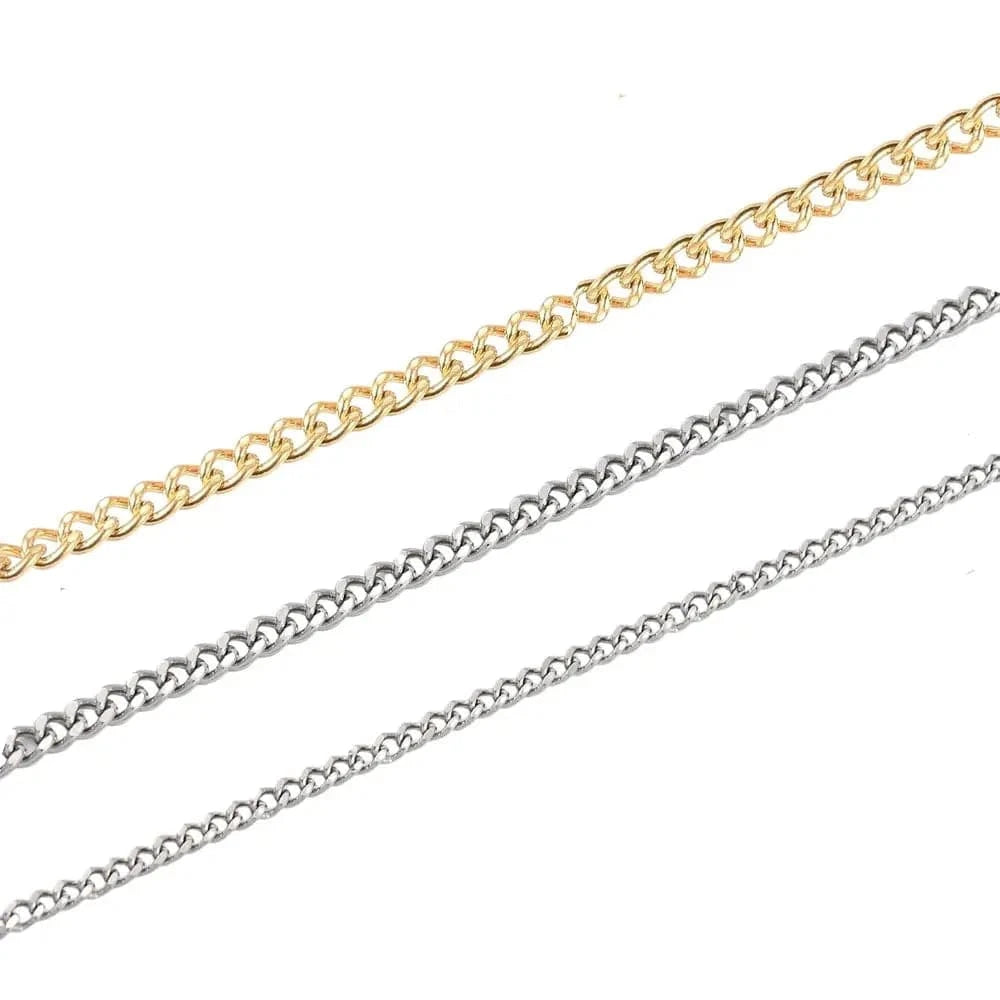 Nos Chaine pour cou maille gourmette en acier inoxydable 304 couleur argent ou dorée