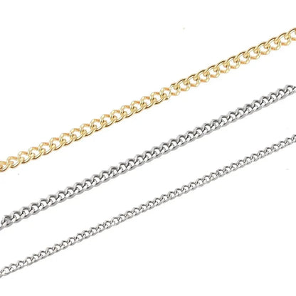 Nos Chaine pour cou maille gourmette en acier inoxydable 304 couleur argent ou dorée