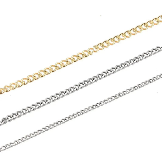 Nos Chaine pour cou maille gourmette en acier inoxydable 304 couleur argent ou dorée