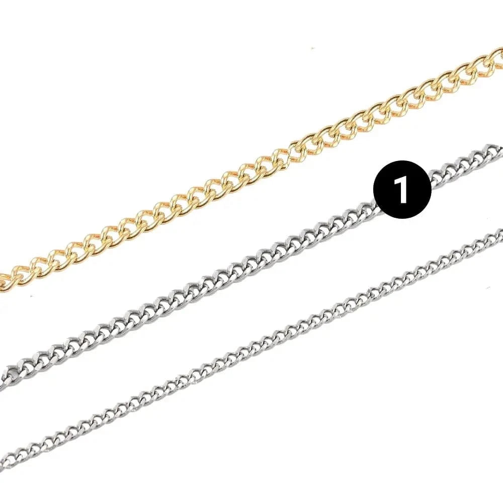 Chaine pour cou maille gourmette en acier inoxydable 304 couleur argent 