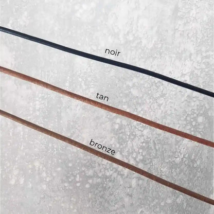 Cordons en cuir 2mm dispo en couleur noir, tan et bronze