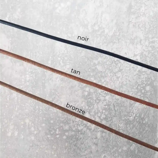 Cordons en cuir 2mm dispo en couleur noir, tan et bronze