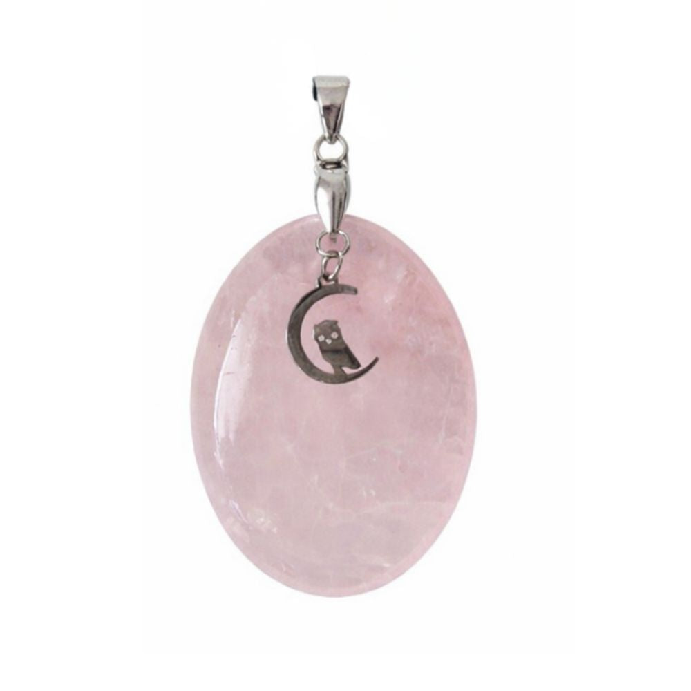 Pendentif Quartz Rose - Charms Hibou - MyRielle Lithothérapie