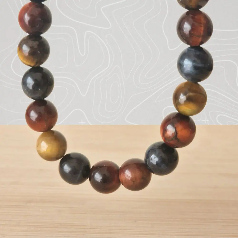 Bracelet triple protection en pierres naturelles œil de tigre, œil de faucon et œil de taureau  zoom