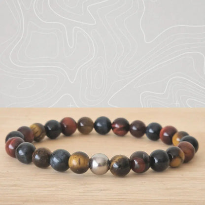 Bracelet triple protection en pierres naturelles œil de tigre, œil de faucon et œil de taureau