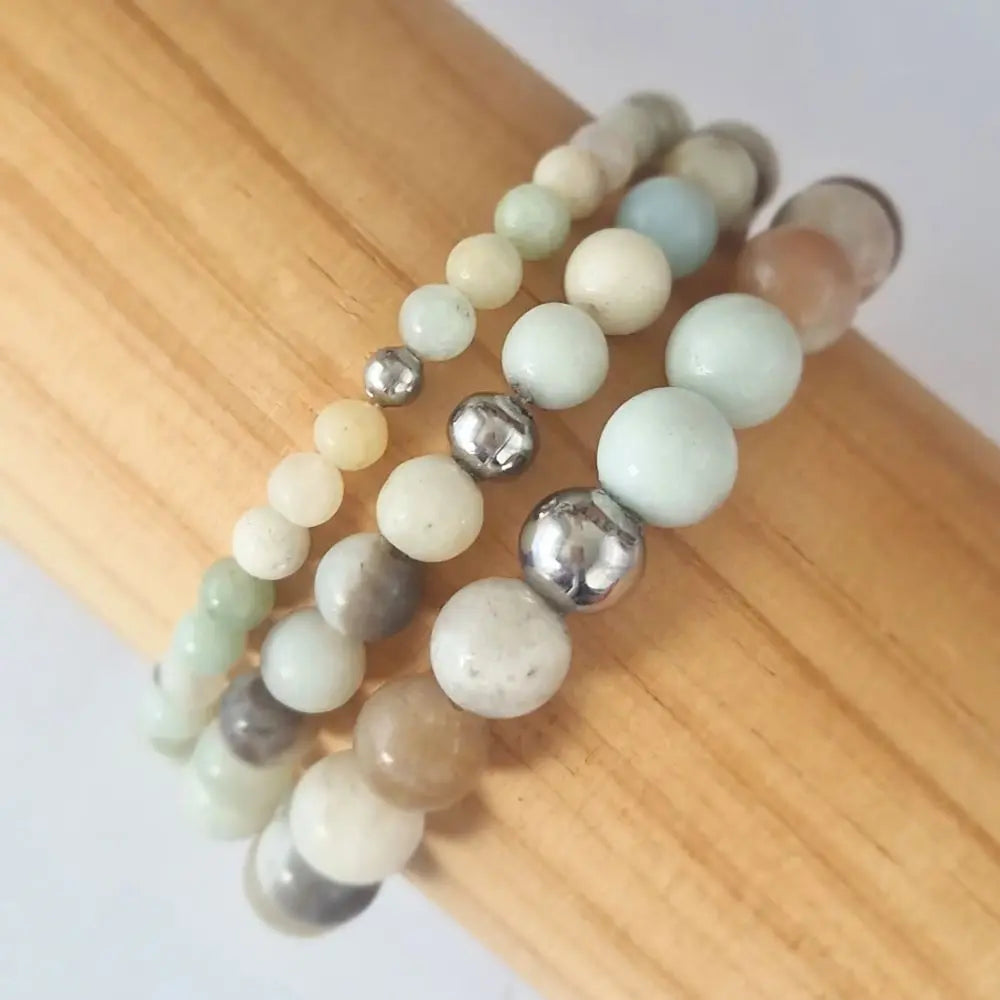 Bracelet amazonite multicouleur 6 et 8 mm