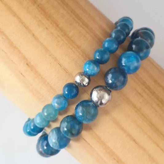Bracelet Apatite bleue dispo en perles 6 et 8mm 