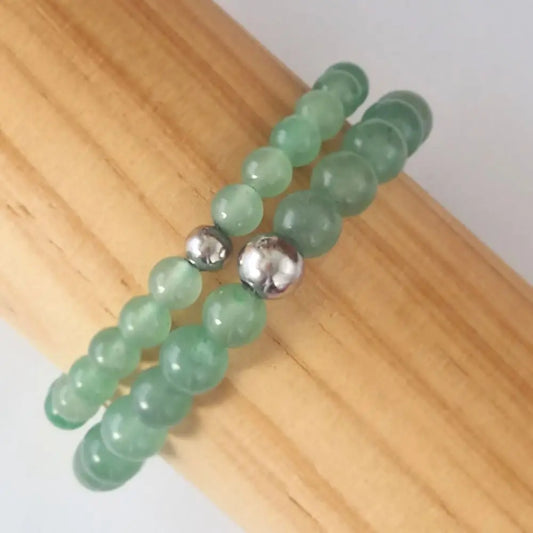 Bracelet aventurine verte avec des perles de 6 et 8mm