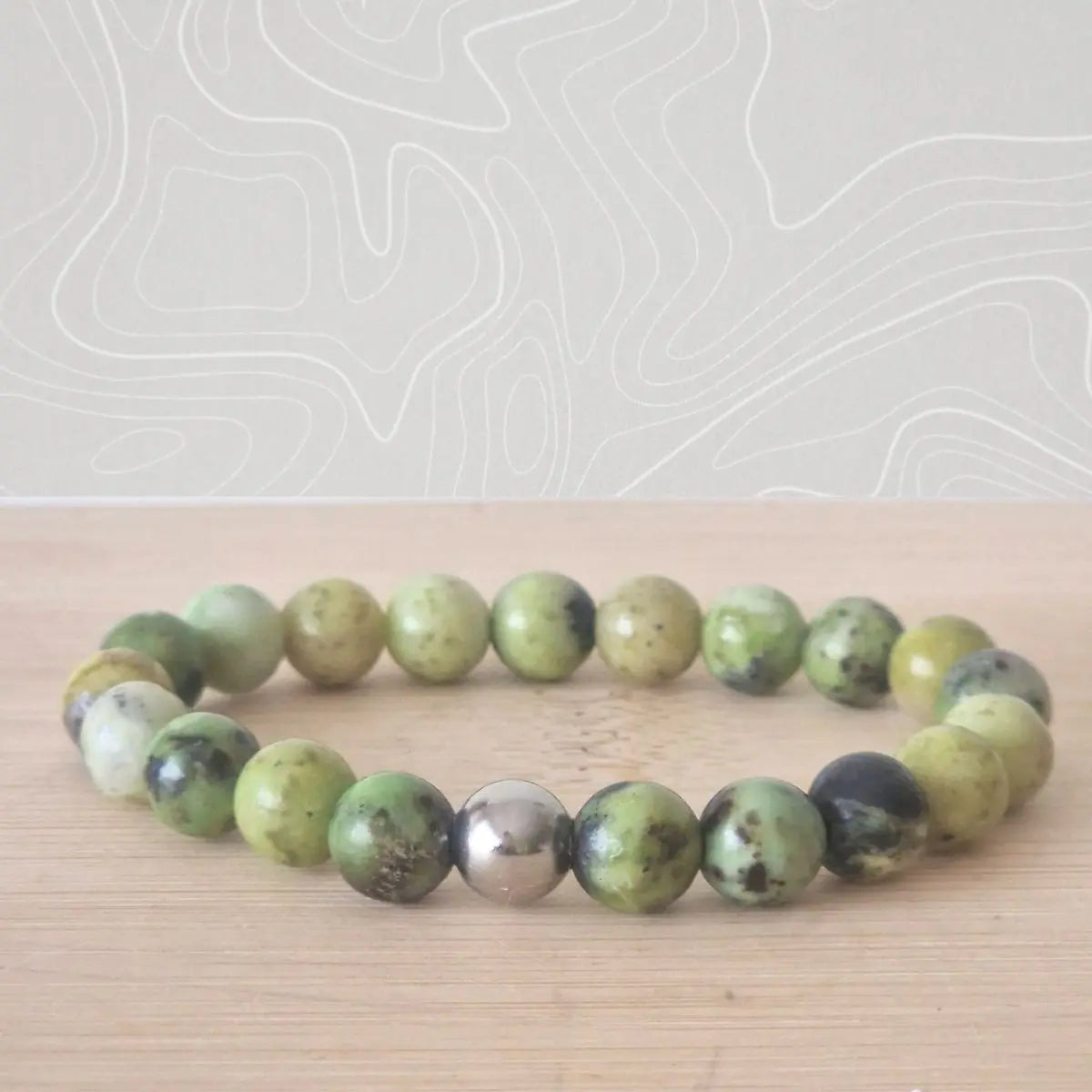 bracelet chrysoprase citron en perles  8mm