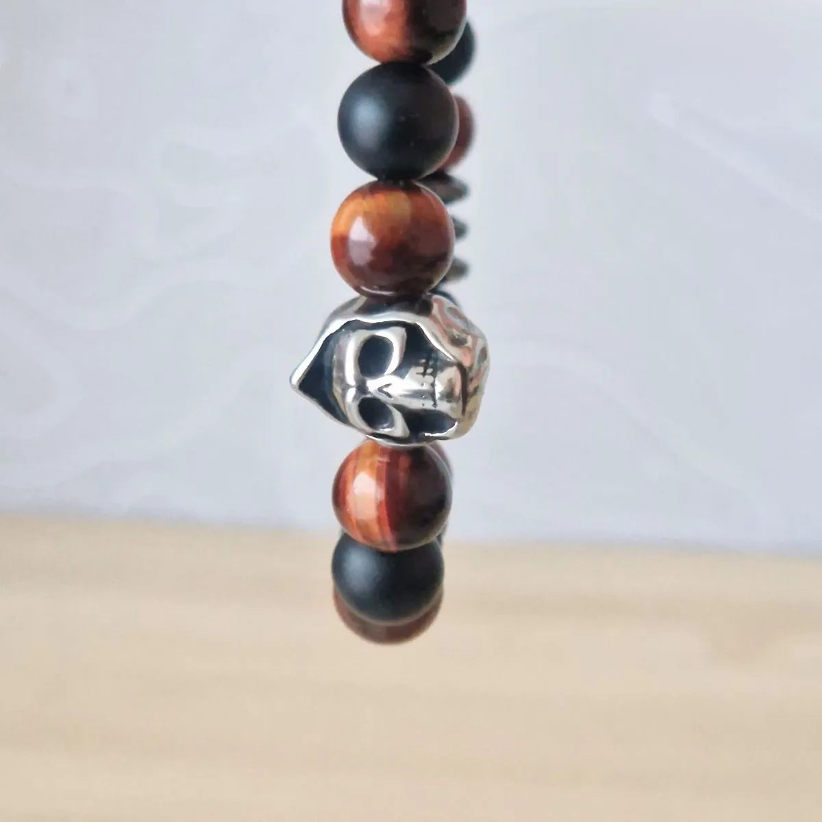 Bracelet Homme Œil de Taureau - Onyx - Hématite profil