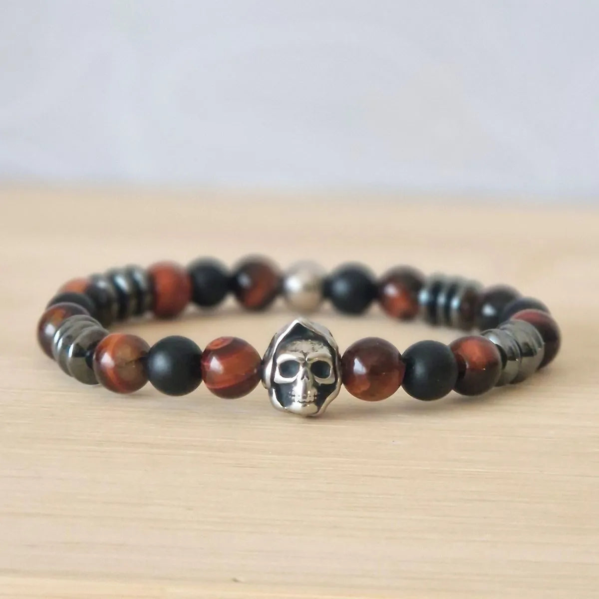 Bracelet Homme Œil de Taureau - Onyx - Hématite 