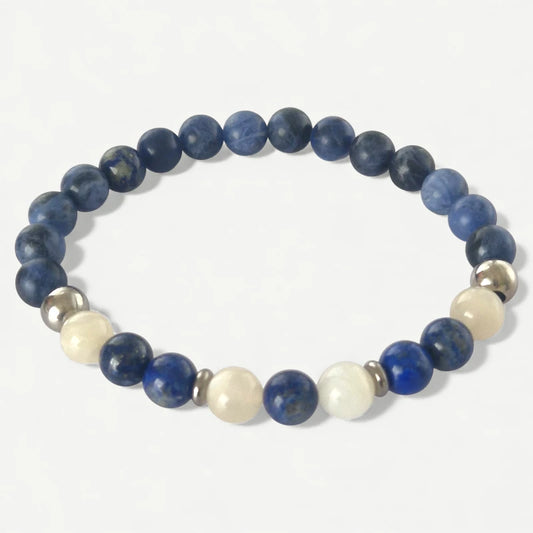 Bracelet Homme Pierre de Lune, Lapis Lazuli, Sodalite – Équilibre & Intuition