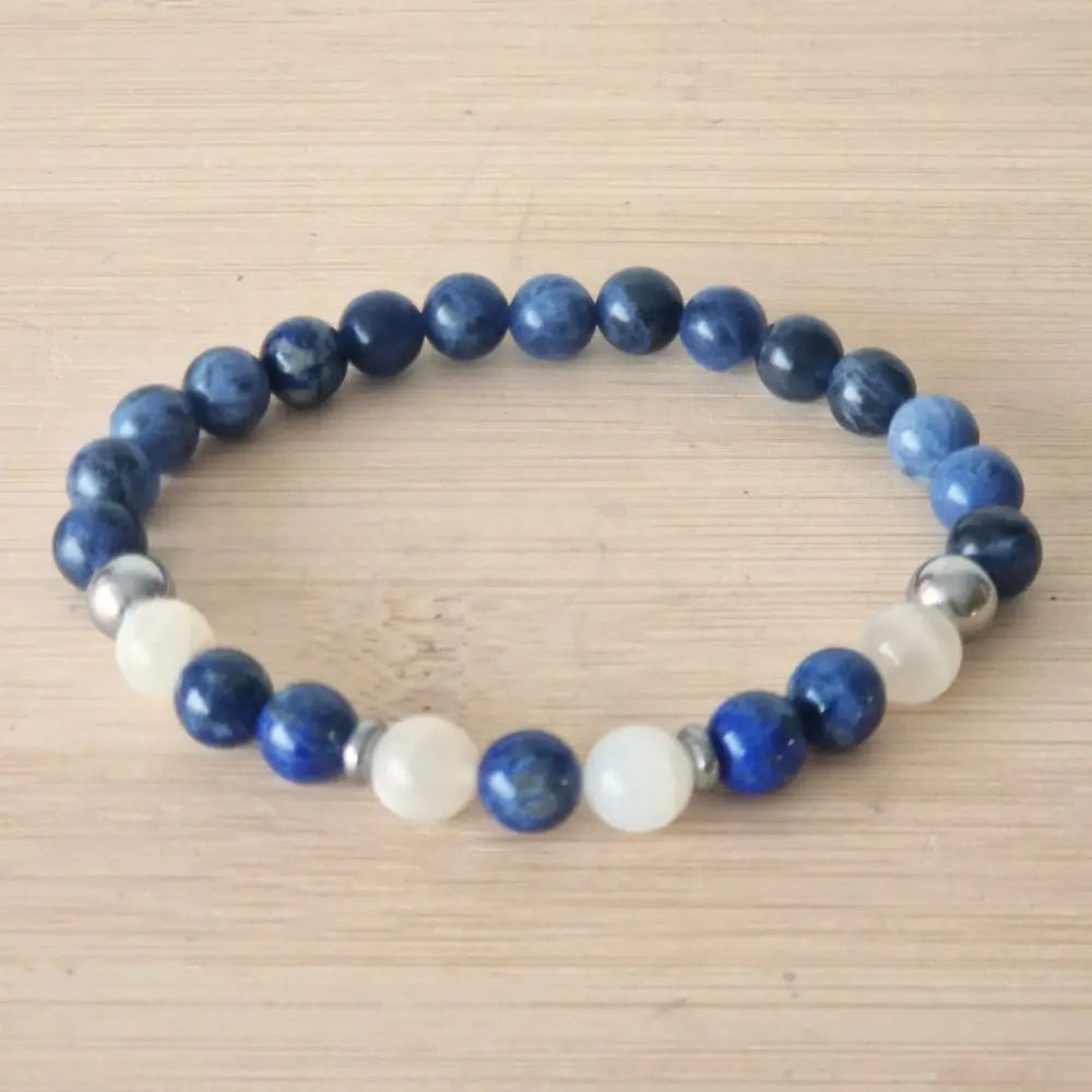 Bracelet Homme Pierre de Lune, Lapis Lazuli, Sodalite – Équilibre & Intuition