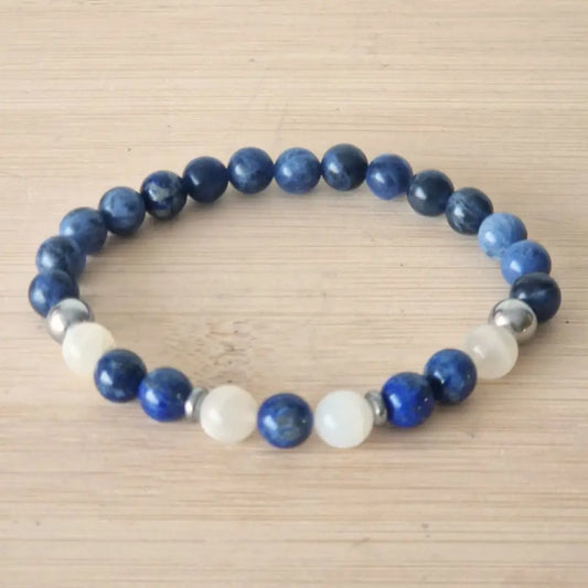 Bracelet Homme Pierre de Lune, Lapis Lazuli, Sodalite – Équilibre & Intuition