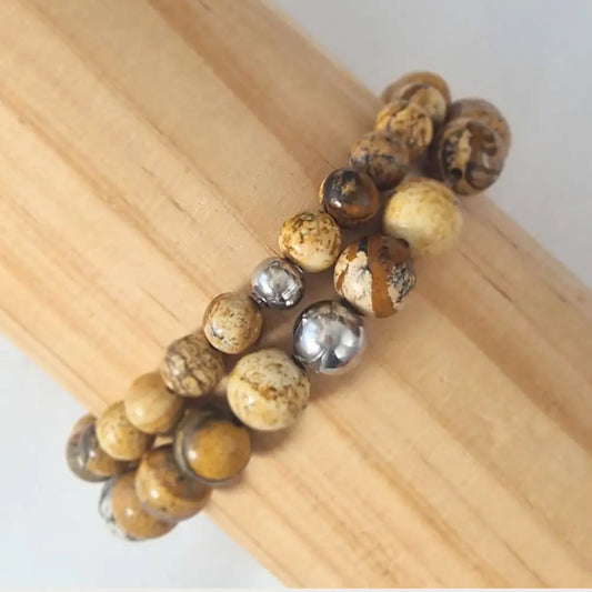 bracelet jaspe paysage 6 et 8 mm biai