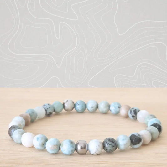 Bracelet en perles de larimar bleu 8mm