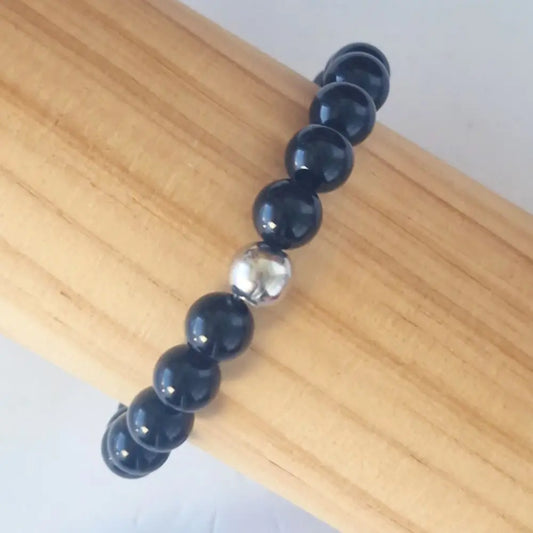Bracelet Obsidienne Larme d'Apache 8 mm - MyRielle Lithothérapie