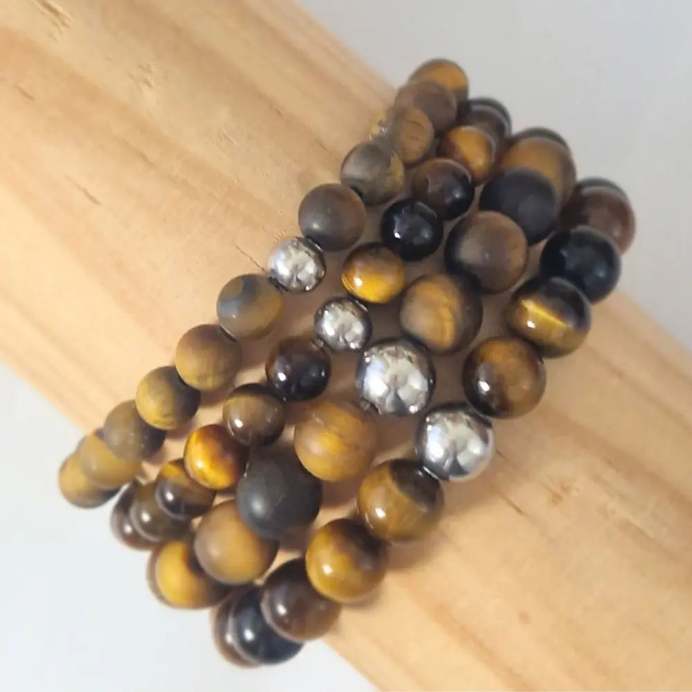 bracelet oeil tigre 6 et  8mm  poli ou mat zoom