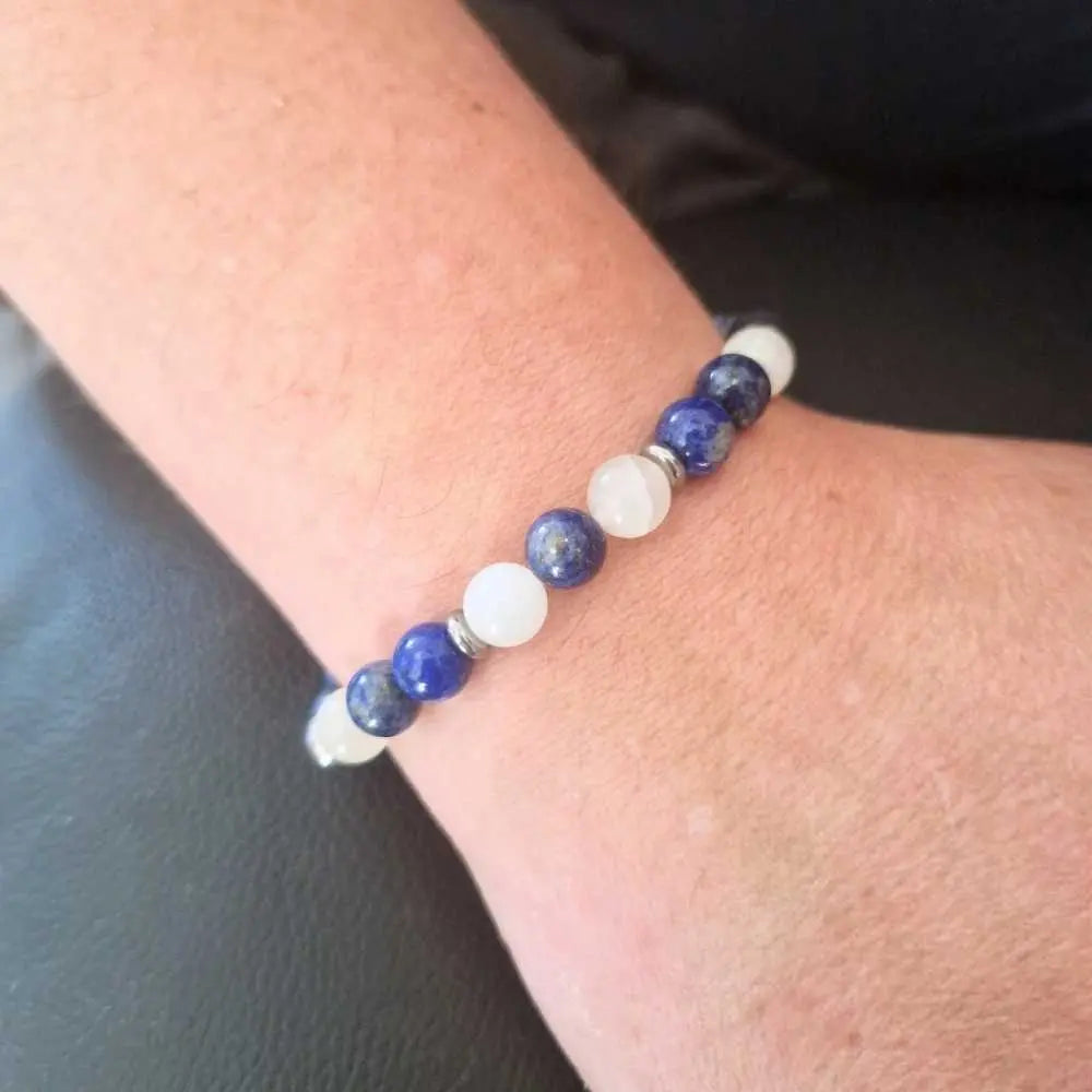 Bracelet Homme Pierre de Lune, Lapis Lazuli, Sodalite – Équilibre & Intuition