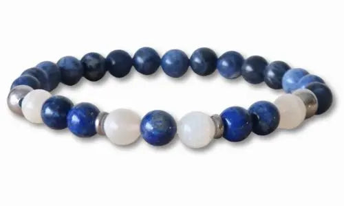 bracelet pierre de lune et lapis lazuli chez Myrielle lithothérapie