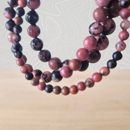 bracelet rhodonite rose noire 4 6  8mm