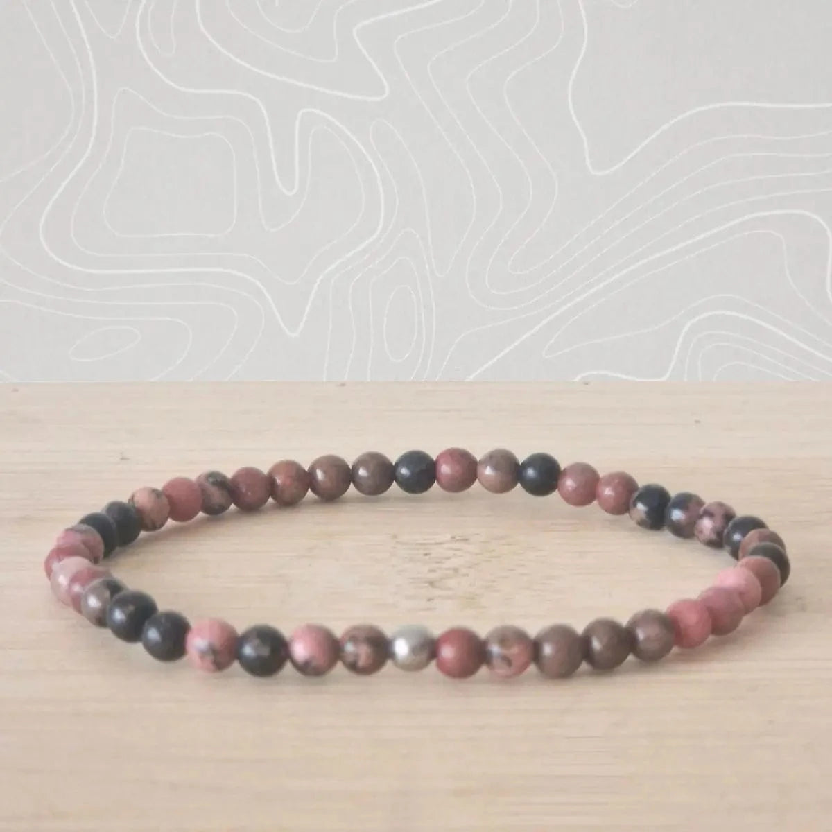bracelet rhodonite rose noire 4mm
