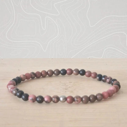 bracelet rhodonite rose noire 4mm